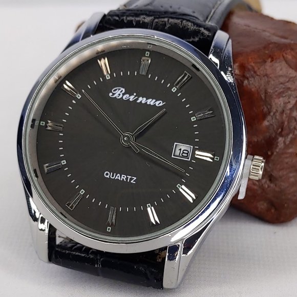 Other - Men's Dress Watch 38mm Silver Case 20mm Black Alligator Strap